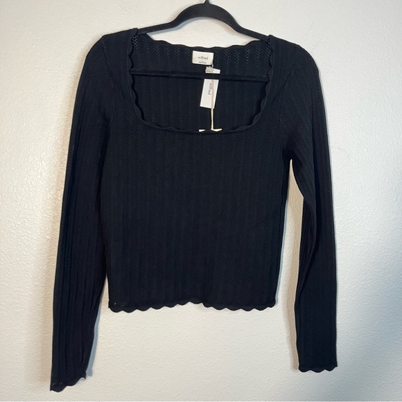 NWT Aritzia Wilfred Parcel Sweater Top Large Long Sleeve Whimsigoth Goth Black - Picture 9 of 9